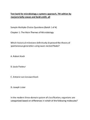 Preview of Test bank for microbiology a systems approach, 7th edition by marjorie kelly cowan and hei