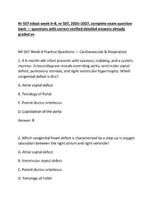 Preview of Nr 507 edapt week 4–8, nr 507, 2026–2027, complete exam question bank — questions with cor