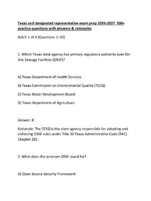 Preview of Texas ossf designated representative exam prep 2026