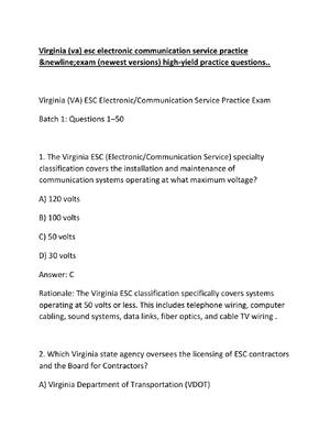 Preview of Virginia (va) esc electronic communication service practice &newline;exam (newest versions