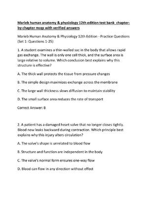 Preview of Marieb human anatomy & physiology 12th edition test bank  chapter-by-chapter mcqs with ver