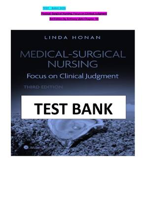 Preview image for TEST BANK For Medical-Sụrgical Nụrsing: Focụs on Clinical Jụdgment 3rd Edition by Anthony All Chapter 1- 55