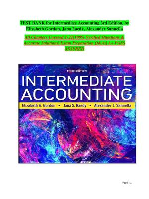 Preview of TEST BANK for Intermediate Accounting 3rd Edition, by Elizabeth Gordon, Jana Raedy, Alexan