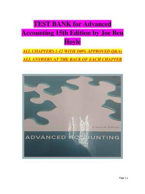 Preview of Test Bank for Advanced Accounting 15th Edition by Joe Ben Hoyle ALL CHAPTERS 1 -12