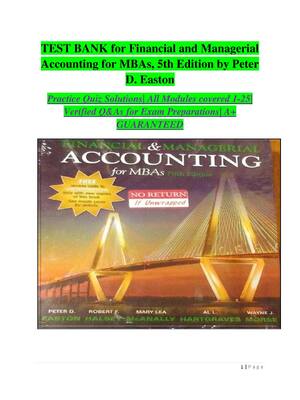 Preview of Test Bank for Financial and Managerial Accounting for MBAs, 5th Edition by Peter D. Easton
