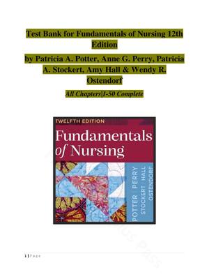 Preview of Test Bank for Fundamentals of Nursing 12th Edition by Patricia A. Potter, Anne G. Perry, P