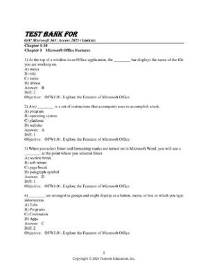 Preview of Test Bank For  GO! Microsoft 365: Access 2025 (Gaskin)  Chapter 1-10