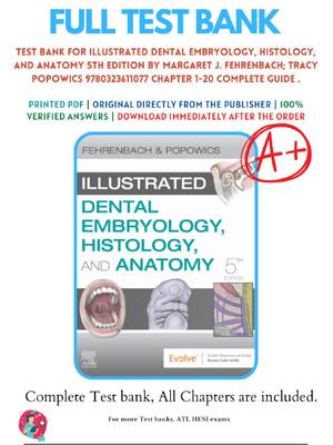 Preview of Test Bank For Illustrated Dental Embryology, Histology, and Anatomy 5th Edition By Margare