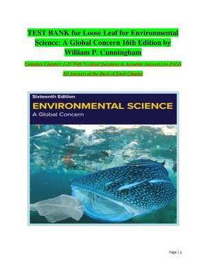 Preview of TEST BANK for Environmental Science: A Global Concern 16th Edition by William P. Cunningha
