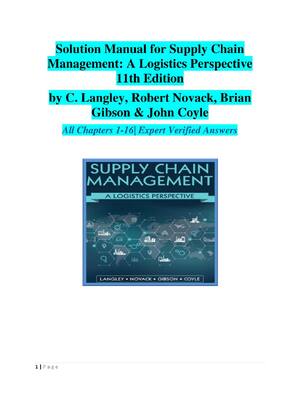 Preview of Solution Manual for Supply Chain Management: A Logistics Perspective 11th Edition by C. La