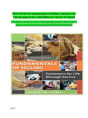 Preview of TEST BANK for Fundamentals of Selling: Customers for Life through Service 13th Edition by