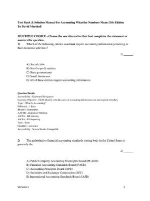 Preview of Test Bank &amp; Solution Manual for Accounting What the Numbers Mean 13th Edition By David Marshall