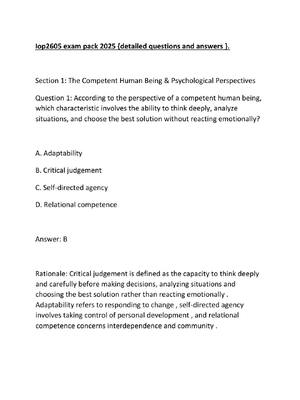 Preview of Iop2605 exam pack 2025 {detailed questions and answers }.