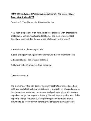 Preview of NURS 5315 Advanced Pathophysiology Exam 5  The University of Texas at Arlington