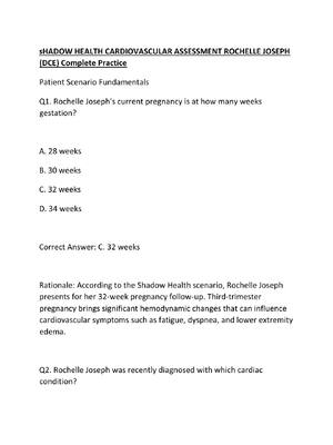 Preview of sHADOW HEALTH CARDIOVASCULAR ASSESSMENT ROCHELLE JOSEPH