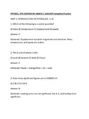 Preview of PHYSICS, 5TH EDITION BY JAMES S. WALKER Complete Practice