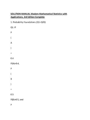 Preview of SOLUTION MANUAL Modern Mathematical Statistics with Applications