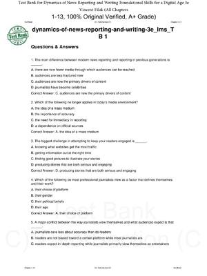Preview of Test Bank for Dynamics of News Reporting and Writing Foundational Skills for a Digital Age