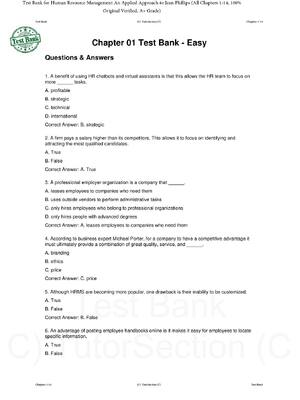 Preview of Test Bank for Human Resource Management An Applied Approach 4th Edition By Jean Phillips (