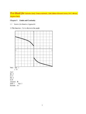 Preview image for Test Bank for Calculus Early Transcendentals, 12th Edition Howard Anton, Irl C. Bivens, Stephen Davis A+