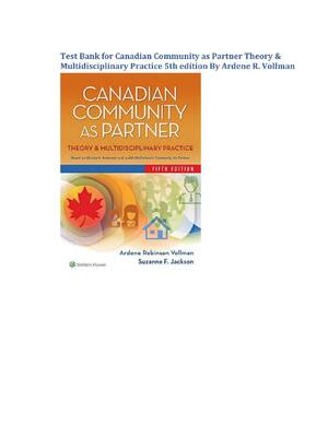 Preview of Test Bank for Canadian Community as Partner Theory & Multidisciplinary Practice 5th editio