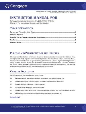 Preview image for Solution Manual for International Economics 19th Edition By Robert Carbaugh Copyright 2026 All Chapters 1-15