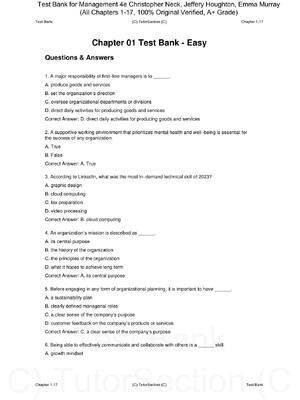 Preview of Test Bank for Management 4th Edition By Christopher Neck, Jeffery Houghton, Emma Murray (A
