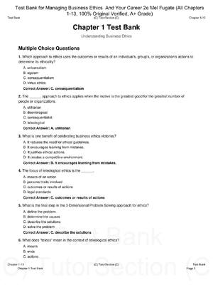Preview of Test Bank for Managing Business Ethics And Your Career 2nd Edition By Mel Fugate (All Chap