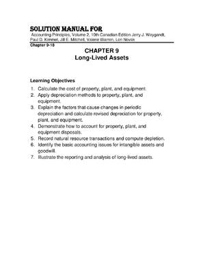 Preview of Solution Manual For  Accounting Principles, Volume 2, 10th Canadian Edition Jerry J. Weyga