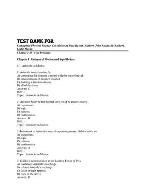 Preview of Test Bank For  Conceptual Physical Science, 6th edition by Paul Hewitt (Author), John Such