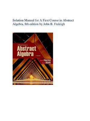 Preview of test bank Solution Manual for A First Course in Abstract Algebra, 8th edition by John B. F