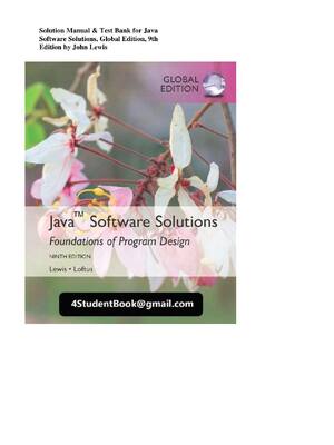 Preview of Solution Manual & Test Bank for Java Software Solutions, Global Edition, 9th Edition by Jo