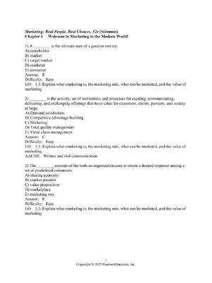 Preview of Test Bank for Marketing: Real People, Real Choices 12th Edition By Michael R. Solomon; Gre