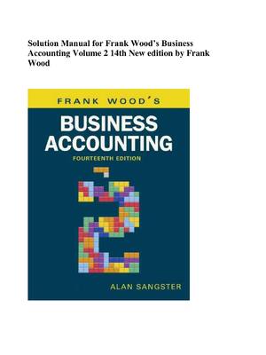 Preview of Solution Manual for Frank Wood’s Business Accounting Volume 2 14th New edition by Frank Wo