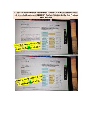 Preview of ATI PN Adult Medical Surgical (Med-Surg) 2026 Level 3 Proctored Exam Assessment | NGN Scre