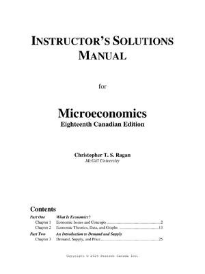 Preview of INSTRUCTOR’S SOLUTIONS MANUAL for Microeconomics Eighteenth Canadian Edition Christopher T