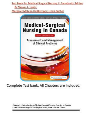 Preview of Test Bank For Medical-Surgical Nursing in Canada 4th Edition By Sharon L. Lewis; Margaret McLean Heitkemper; Linda Bucher