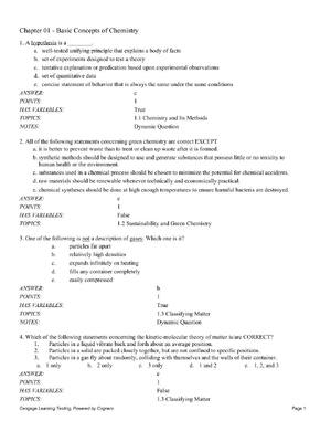 Preview of Test Bank For Chemistry Chemical Reactivity 9th Edition by John C.Kotz