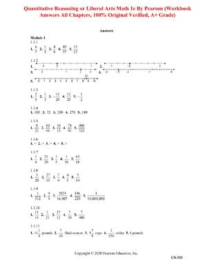 Preview of Quantitative Reasoning or Liberal Arts Math 1st Edition By Pearson (Workbook Answers All C