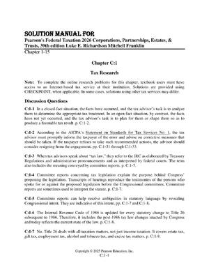 Preview of Solution Manual for Pearson's Federal Taxation 2026 Corporations, Partnerships, Estates, &