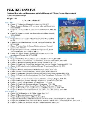 Preview image for Full Test Bank For  Societies Networks and Transitions A Global History 4th Edition Lockard Questions & Answers with rationales Chapter 1-31