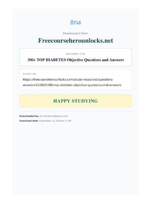 Preview of 300+ TOP DIABETES Objective Questions and Answers