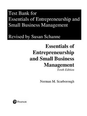Preview image for Test Bank For Essentials of Entrepreneurship and Small Business Management Tenth Edition By Norman M. Scarborough