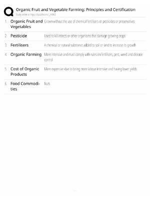 Preview of Organic Fruit and Vegetable Farming Study Guide / Principles & Certification / Score 100%