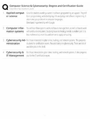 Preview of Computer Science & Cybersecurity Study Guide / Degree & Certification Guide / Score 100% /