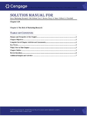 Preview image for Solution Manual For Basic Marketing Research 10th Edition Tom J. Brown, Tracy A. Suter, Gilbert A. Churchill Chapter 1-20