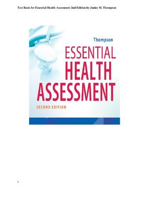 Preview image for Test Bank for Essential Health Assessment 2nd Edition by Janice M. Thompson Complete All Chapters 1–24 Verified Answers Rated A+