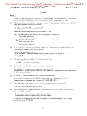 Preview of Applied Statistics and Probability for Engineers, 6th Edition By Douglas Montgomery | Solu