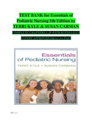 Preview image for TEST BANK for Essentials of Pediatric Nursing 5th Edition by TERRI KYLE & SUSAN CARMAN |All Chapters (1-29)|100% Verified & LATEST
