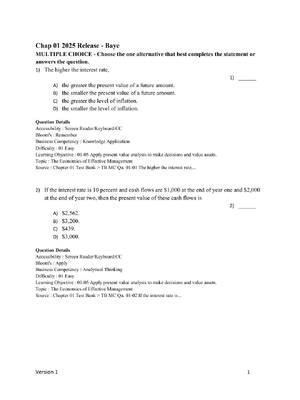 Preview of Test Bank for Managerial Economics and Business Strategy 2025 Release Baye